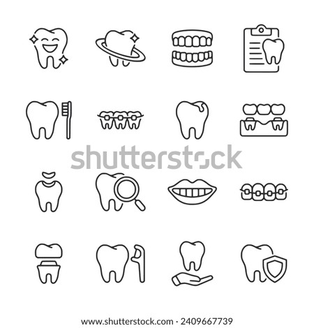 Dental icon set isolated on white