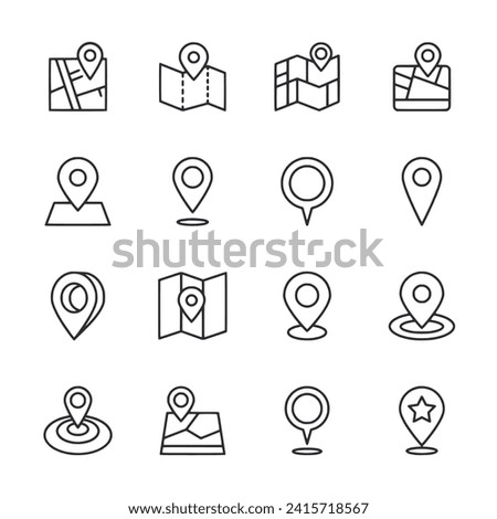 Location icon set isolated on white