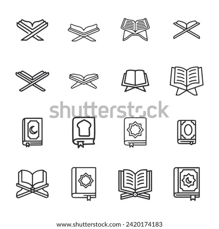 Quran icon set isolated on white