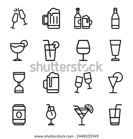 Drink icon set isolated on white