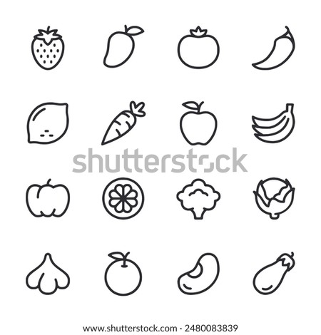 set of fruits and vegetables