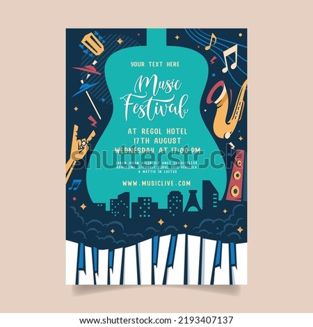 Music party festival in creative style with modern shape template design