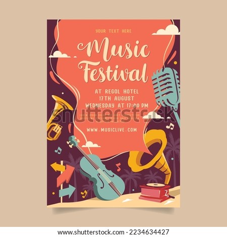 Music party festival in creative style with modern shape template design