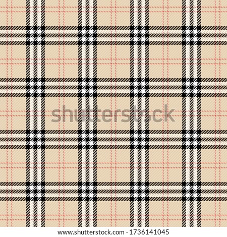 Tartan plaid. Scottish pattern in black, beige and white cage. Scottish cage. Traditional Scottish checkered background. Template for design ornament. Seamless fabric texture. Vector illustration Foto d'archivio © 