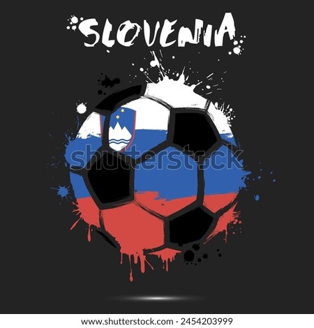 Abstract soccer ball with Slovenia national flag colors. Flag of Slovenia in the form of a soccer ball made on an isolated background. Football championship banner. Vector illustration