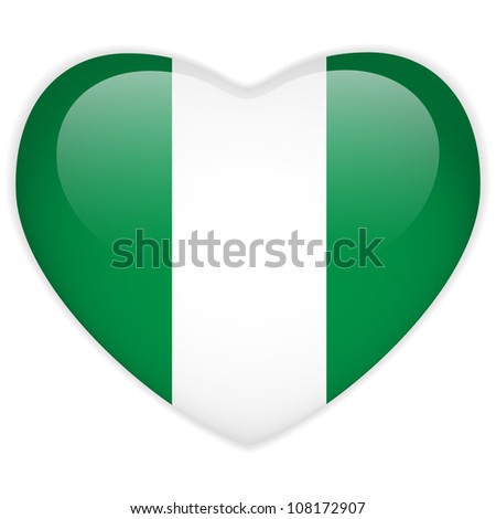 Nigeria Flag Heart Glossy Button Stock Photo 108172907 : Shutterstock