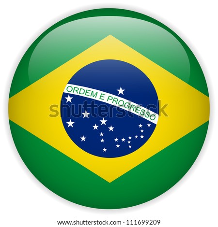 Vector - Brazil Flag Glossy Button