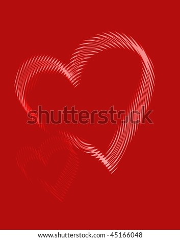 two loving hearts on red card with place for text