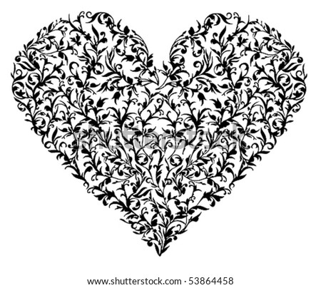 Floral Heart Stock Vector Illustration 53864458 : Shutterstock