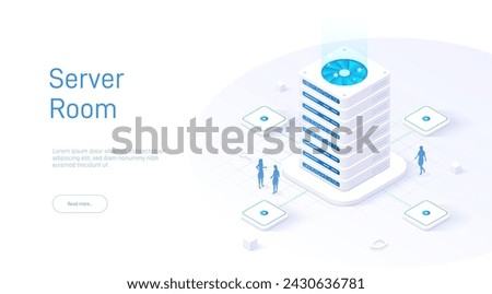 it is an isometric illustration of a server room