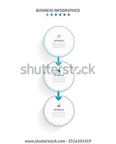 Vertical progress bar featuring 3 arrow-shaped elements, symbolizing the three stages of business strategy and progression. Clean timeline infographic design template. Vector for mobile presentation.