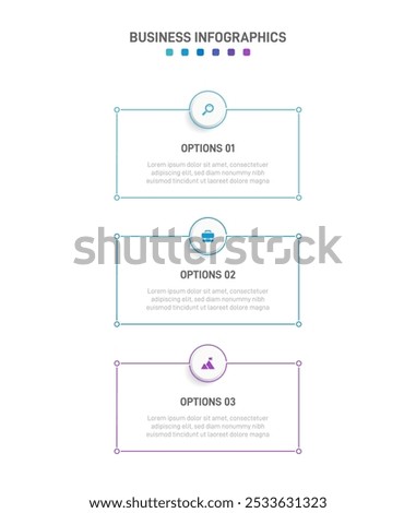 Vertical progress bar featuring 3 arrow-shaped elements, symbolizing the three stages of business strategy and progression. Clean timeline infographic design template. Vector for mobile presentation.