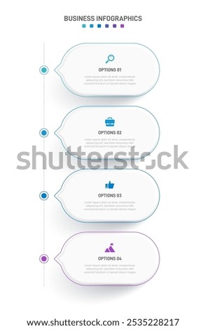 Vertical progress bar featuring 4 arrow-shaped elements, symbolizing the four stages of business strategy and progression. Clean timeline infographic design template. Vector for mobile presentation.