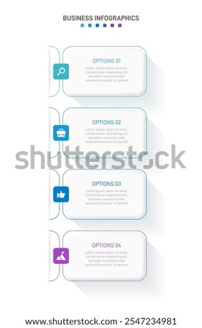 Vertical progress bar featuring 4 arrow-shaped elements, symbolizing the four stages of business strategy and progression. Clean timeline infographic design template. Vector for mobile presentation.