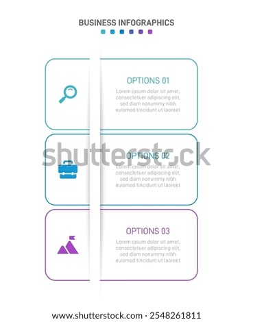 Vertical progress bar featuring 3 arrow-shaped elements, symbolizing the three stages of business strategy and progression. Clean timeline infographic design template. Vector for mobile presentation.