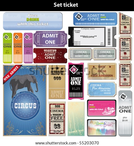 vector set: tickets in different styles