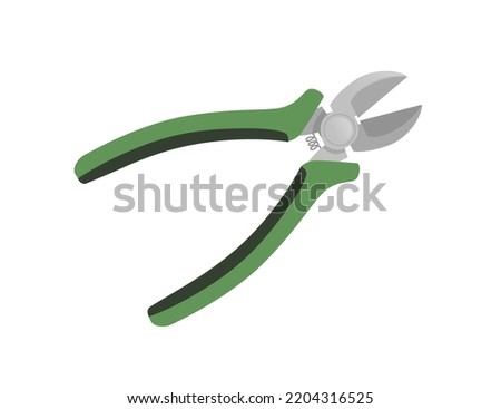 Wire cutter with rubber cover handle vector illustration isolated on white background