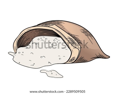 Outline sketch of bag of flour vector illustration on white background