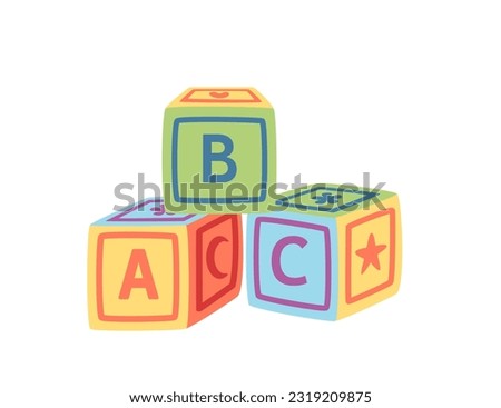 Baby abc blocks toy plastic cubes vector illustration isolated on white background