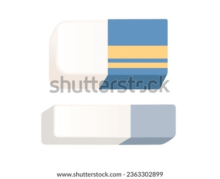 Set of two simple eraser vector illustration isolated on white background