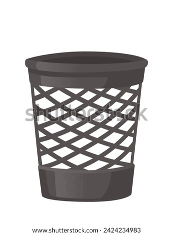 Black small trash can with net design vector illustration isolated on white background