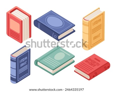 Set of different book with hardback vector illustration isolated on white background