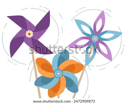 Colorful pinwheel toy vector illustration isolated on white background