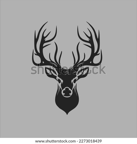 Deer head design vector on gray background. Deer animal icon vector illustration.