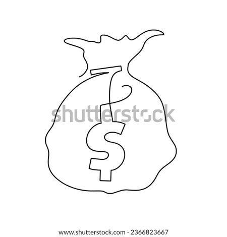 Vector continuous one line money bag illustration