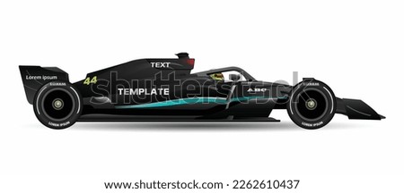 vector isolated grey silver black arrow green stripe decal power hybrid white background race single side view seater F1 3d car icon transport jet sport racing symbol concept art design template 