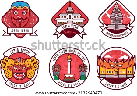 south east asia indonesia culture heritage logo badge set