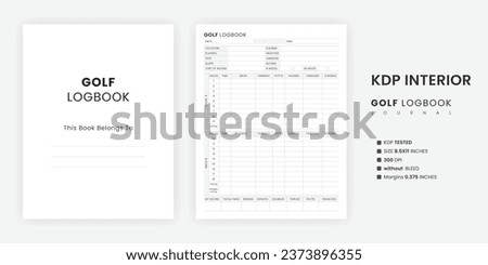 Golf Log Book Journal KDP Interior Template used as Low Content Planner Tracker