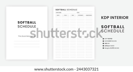 Softball Schedule Template Print Game Practice Schedule | Softball Game Calendar Vector File Download 