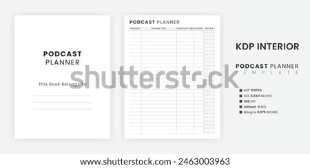 Podcast Planner Logbook, Podcast notebook, Podcast Episode Template Printable