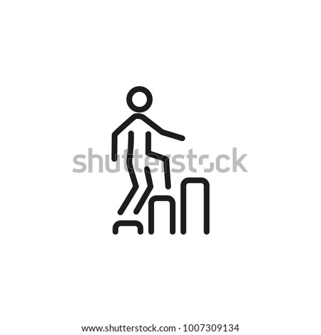 Man Going Upstairs on Diagram Line Icon