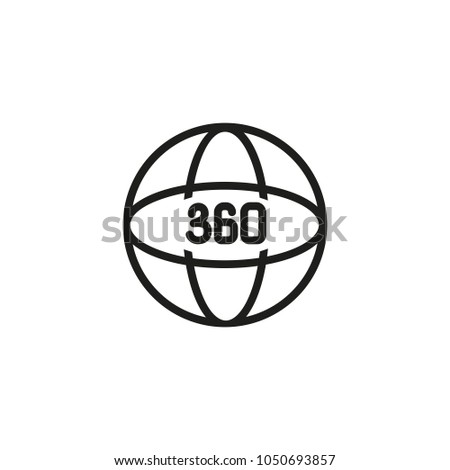 Icon of three dimensional angle. Globe, 3D, circle, volume image. Digital world concept. Can be used for topics like virtual reality, imax, modern cinema