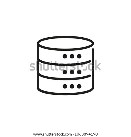 Icon of cylindrical database. Server disc, computing, information. Data concept. Can be used for topics like cloud hosting, backup, datacenter