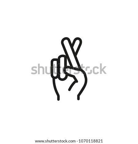 Fingers crossed line icon. Wish, cheating, hand. Gesturing concept. Can be used for topics like communication, belief, superstition.
