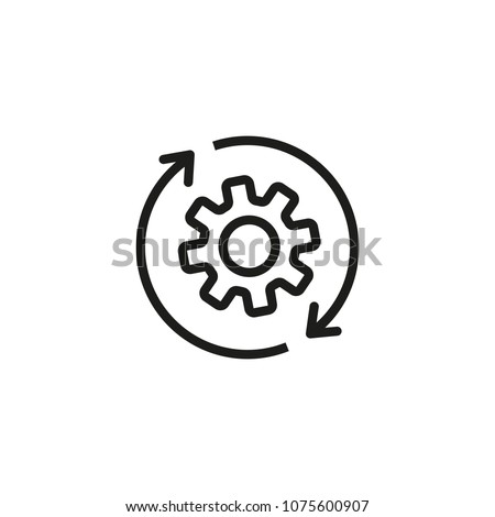 Gear with reprocessing sign line icon. Update, cycle, arrow. Processing concept. Can be used for topics like refresh, recycling, reload