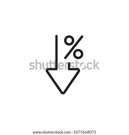 Percent down line icon. Percentage, arrow, reduction. Banking concept. Can be used for topics like investment, interest rate, finance