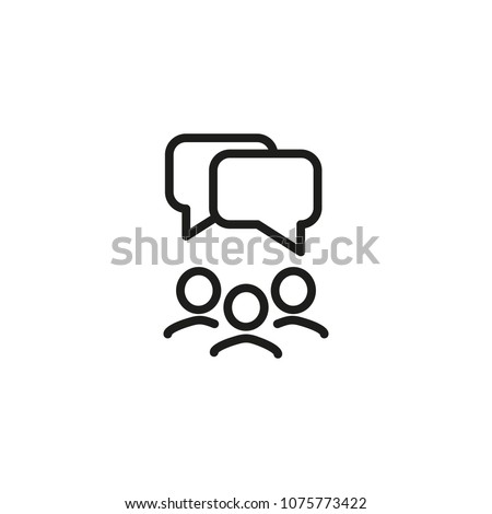 Speech bubbles under group of people line icon. Team, talking, discussion. Meeting concept. Can be used for topics like conference, teamwork, brainstorming.