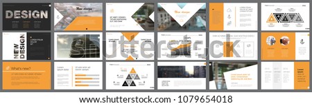 Orange and black logistics or management concept infographic set. Business design elements for presentation slide templates. Can be used for annual report, advertising, flyer layout and banner design.