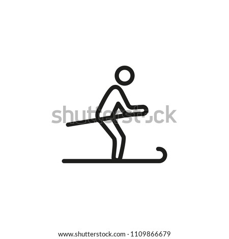 Skiing line icon. Man, skier, snow. Winter sport concept. Can be used for topics like fitness, lifestyle, activity, sports equipment.