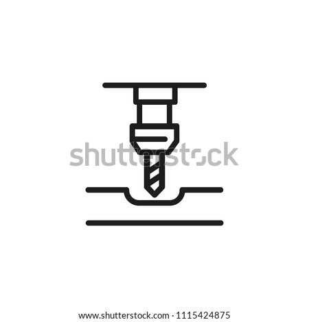 3D milling line icon. Machine, cnc, drilling, belt. Industry concept. Can be used for topics like equipment, machinery, technology.