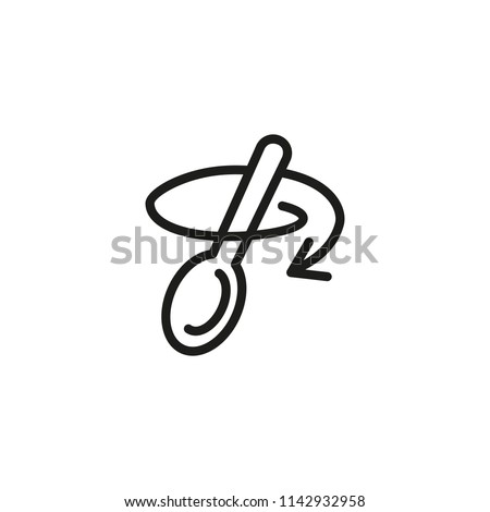 Stirring with spoon line icon. Tablespoon, household, arrow. Cooking concept. Vector illustration can be used for topics like kitchenware, recipe, preparing food