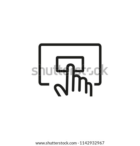 Online order line icon. Pushing button, calling, hand. Delivery concept. Vector illustration can be used for topics like shopping, consumerism, entering