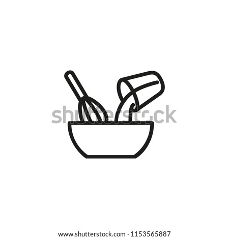 Mixing ingredients line icon. Pouring, whipping, whisk. Kitchen utensils concept. Vector illustration can be used for topics like bakery, making cake, recipe