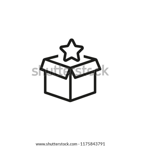 Star appearing from box line icon. Surprise, post, gift. Celebration concept. Vector illustration can be used for topics like rating, assessment, delivery