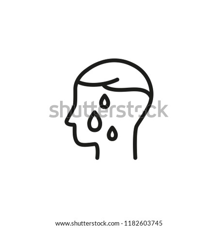 Sweating line icon. Person, profile, drops, wet. Health care concept. Can be used for topics like fiver, disease, symptoms, cold, flu