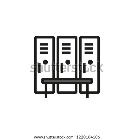 Gym lockers line icon. Compartment, bench, dressing. Safety concept. Can be used for topics like storage, changing room, security